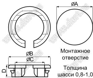 NB-12A изолятор проводов проходной; нейлон-66 (UL); черный