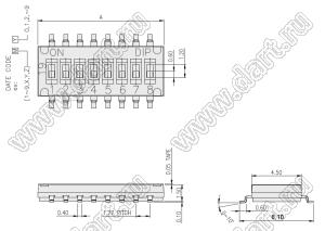 DHNF-10-T-V-T/R переключатель для поверхностного (SMD) монтажа; 10-позиц.; шаг=1,27мм