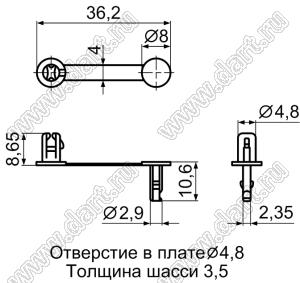 CCU-1 зажим кабеля с защелкой в панель; L=36,2мм; нейлон-6 / нейлон-66 (UL); черный