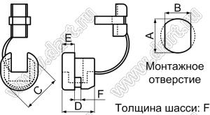 SB5R-2 изолятор проводов проходной; сечение кабеля=Ø8,2~9,2мм; нейлон-66 (UL); черный