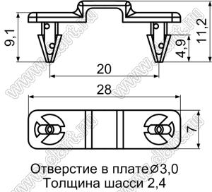 LPZ-5 фиксатор жгута проводов с защелками в панель; поликарбонат (UL); прозрачный