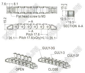 GULY-3FG-XXF канал кабельный сборный; нейлон-66 (UL); черный