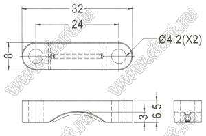 CLT-14 фиксатор кабеля с винтовым креплением 2xМ5; нейлон-66 (UL); черный