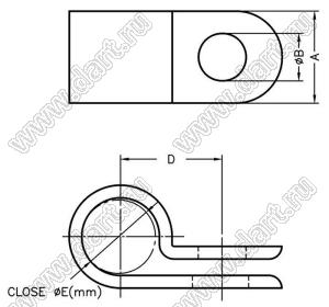 CC-31 фиксатор кабеля с креплением винтом М4; E=11,5мм; нейлон-66 (UL); натуральный