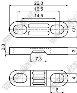 CLT-6 фиксатор кабеля с винтовым креплением 2xМ4; нейлон-66 (UL); черный