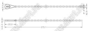 GTBA-273 стяжка для проводов; L=273,1мм; полипропилен; натуральный