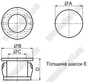 NB-4757 изолятор проводов проходной; C=47,3мм; нейлон-66 (UL); черный