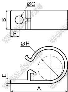 CCB-4 фиксатор кабеля с креплением винтом М4 и с защелкой; нейлон-66 (UL); натуральный