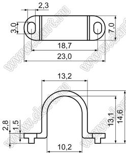 CLT-9 фиксатор кабеля с винтовым креплением 2xМ2; нейлон-66 (UL); натуральный