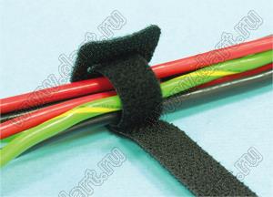 VCO-39 стяжка кабельная с липучкой Velcro; B=24,0мм; L=150мм; черный; нейлон