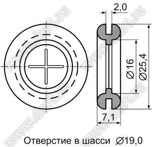 DGB-19A заглушка круглого отверстия; черная; Dотв.=19,0мм