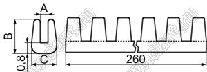 KG-020N изолятор проходной подвижный - защитная кромка (L = 260 мм); натуральный; C=4,3мм; нейлон-66 (UL)