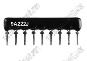 SIP 9P8R-A2K2J 5% (9A222J) сборка резисторная тип A; 8 резисторов; R=2,2 кОм; 5%