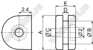 GM-70I втулка проходная под кабель; C=1,5мм; резина; цвет черный