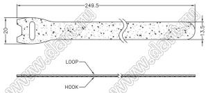 VCO25020 стяжка кабельная с липучкой Velcro; L=249,5мм; нейлон; черный / синий