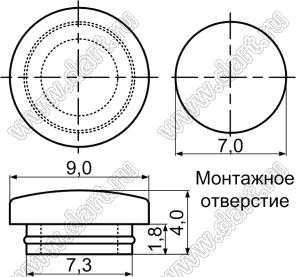 MHD-7S заглушка круглого отверстия; термопластичный эластомер (TPE); черный