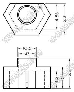 TW-191N46 втулка изолирующая для транзистора в корпусе TO-220; нейлон-46 (UL); 94V-0; натуральный