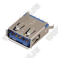 US10-007 розетка USB3.0 на плату для выводного монтажа прямая вертикальные тип A