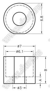 UT-1N46 распорка межплатная; A=1,5мм; B=6,0мм; нейлон-46 (UL); натуральный