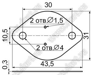 TO-3 прокладка под транзистор в корпусе TO-3; силикон (UL); 94HB,94V-0; серый