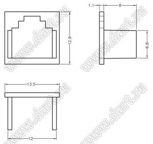 ASID-2 вставка для гнезда RJ-45; пластик ABS; белый / натуральный; A=13,9мм; G=12,0мм