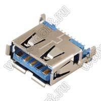 US10-009 розетка USB3.0 на плату для выводного монтажа угловая горизонтальная тип A