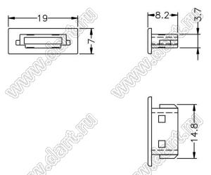 ESATA-7-1 заглушка разъема SATA; пластик ABS (UL); черный