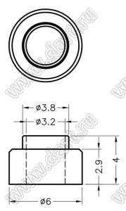 TW-182N46 втулка изолирующая для транзистора в корпусе TO-220; нейлон-46 (UL); 94V-0; натуральный