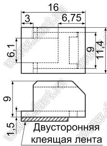 PCTT-1 фиксатор терминала с двусторонней клеящей лентой; поликарбонат PC (UL); натуральный