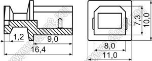 USBC-1 (DS1099-05PB) заглушка (пылезащитный чехол) разъема USB-B; пластик ABS (UL); черный