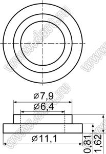 FUG-3 прокладка под головку винта; D=11,1мм; d=6,4мм; нейлон-66 (UL); натуральный