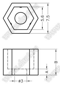 UT-8PPS распорка межплатная; A=0,8мм; B=5,2мм; полифениленсульфид PPS (UL); натуральный