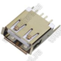 US01-187 розетка USB2.0 на плату для выводного монтажа прямая вертикальные тип A