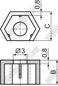 UT-7N46 распорка межплатная; B=4,0мм; C=5,8мм; нейлон-46 (UL); натуральный