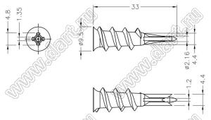 WMEZ-2 дюбель; полибутилентерефталат PBT (UL); белый