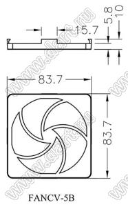 FANCV-5B рамка вентилятора пылезащитная; 83,7x83,7мм; поликарбонат PC + пластик ABS (UL); черный