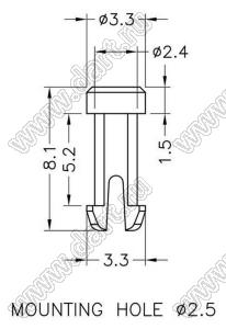 PNLA-5.2 пистон монтажный; L=8,1мм; d отв.=2,5мм; нейлон-66 (UL); черный