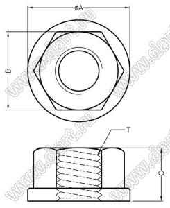 MO-8-85 гайка; M8x1,25P; A=17,0мм; B=13,0мм; C=8,5мм; нейлон-66 (UL); серый