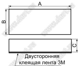 SF702010 ножка приборная прямоугольная; 70,0x20,0x1,0мм; резина; черный