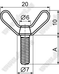 SM4-8 винт барашковый; M4x0,7P; A=8,0мм; нейлон-66 (UL); натуральный