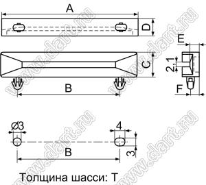 CGLA-4 направляющая платы; L=38,4мм; нейлон-66 (UL); натуральный