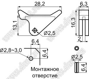 CP-25 выталкиватель платы; нейлон-66 (UL); натуральный