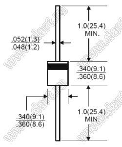 P600A (R-6) диод выпрямительный общего назначения 50V / 6A в корпусе R-6