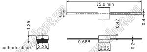 HMIR-44AY светодиод миниатюрный; желтый; прозрачная; λP=592нм; λD=590нм; IV1=40мКд; IV2=80мКд; 2θ½=170°