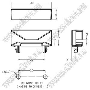 CG-30 направляющая платы; L=30,0мм; пластик ABS (UL); черный