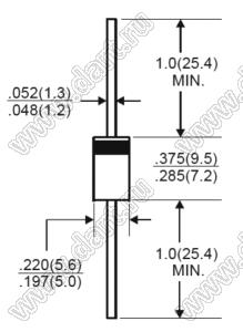 1N5407G (DO-27) диод выпрямительный общего назначения 800V / 3A в корпусе DO-27