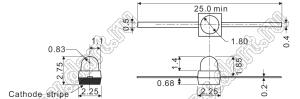 HMIB-44AY светодиод миниатюрный; желтый; прозрачная; λP=592нм; λD=590нм; IV1=550мКд; IV2=1300мКд; 2θ½=24°