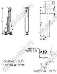 CGHA-65BU направляющая платы; поликарбонат PC + пластик ABS (UL); голубой