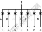 BJ2181DE индикатор светодиодный; 0.28"; 1-разр.; 7-сегм.; оранжевый; общий анод