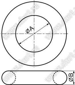 OR-6 кольцо уплотнительное; A=6,02мм; B=2,6мм; NBR (бутадиен-нитрильный каучук); черный